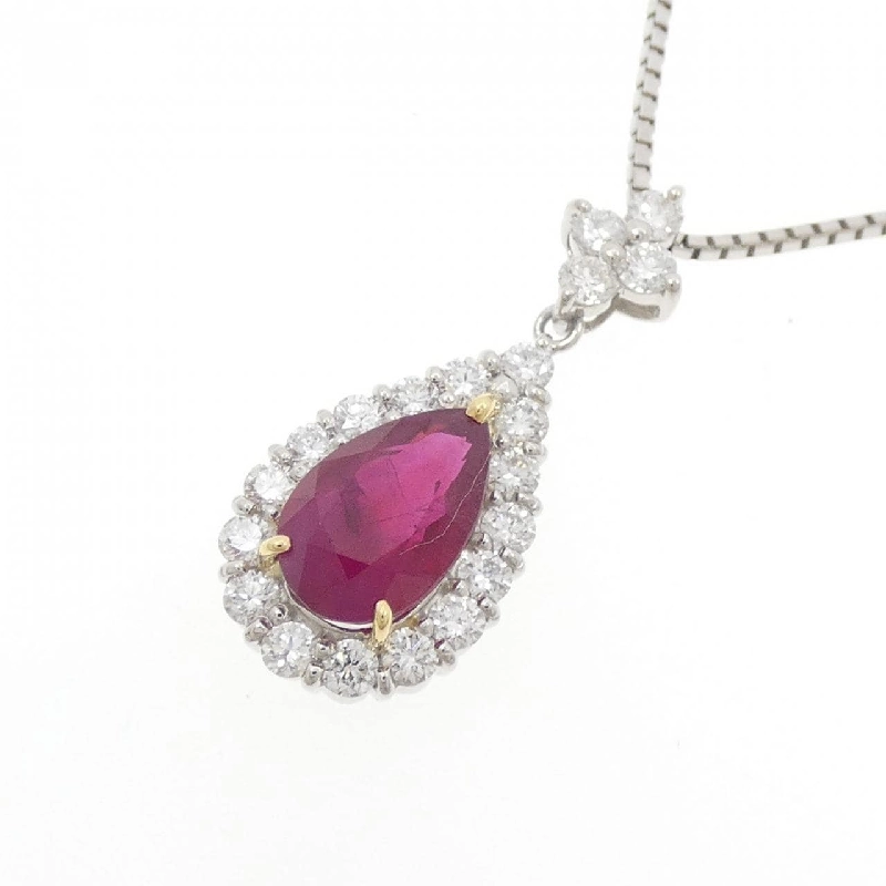 Dây chuyền ruby PT900/K18YG/PT850 2.238CT xuất xứ từ Myanmar - Hàng hiệu Authentic 860294