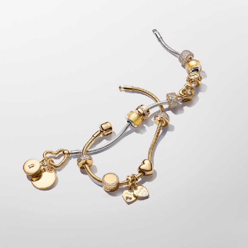 Charm Bấm Mạ Vàng 14k Pandora Moments Nút Thắt Trái Tim 382252
