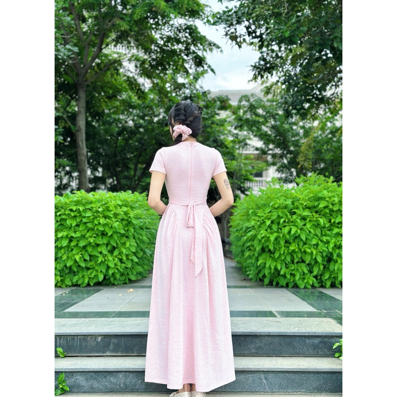 VÁY ĐÔI / COUPLE MẸ VÀ BÉ GÁI váy đầm maxi thun cột nơ phía sau kèm chun cột tóc 474127