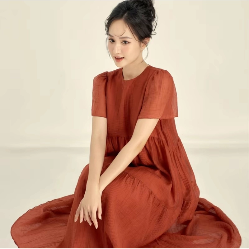 Váy suông màu đỏ đô hãng OLV size S chính hãng - like new 336467