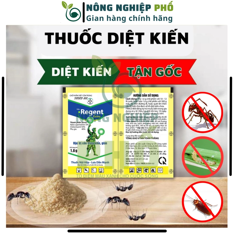 20 REGENT 800 (gói 1.6g) DATE MỚI - Diệt Kiến, Gián, Bọ Chét, Mạt, Rầy, Nhện, Bọ Trĩ, Sâu 508269