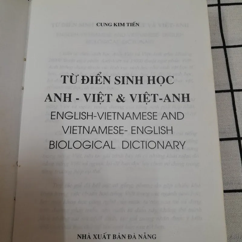 Từ điển Sinh Học ANH VIỆT VIỆT ANH [Biological Dic. ]. Tg. CUNG KIM TIẾN 600999