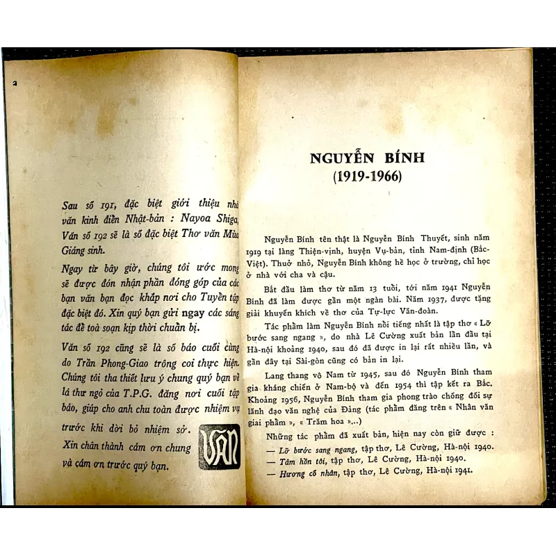 NGUYỄN BÍNH - Tạp chí VĂN miền Nam VN trước 1975 1023184
