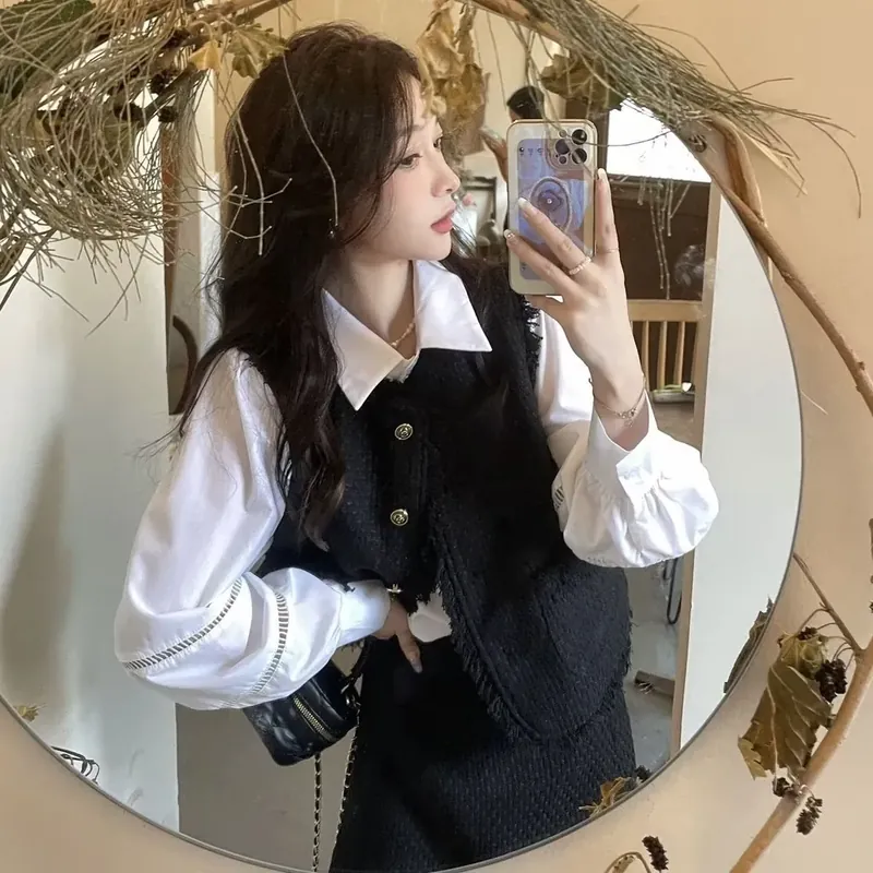 Set dạ 3 món (Sơmi, chân váy, gile) - Phong cách tiểu thư năng động 711522