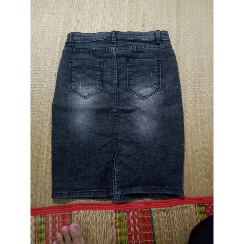 Váy ôm jeans nữ màu xám size L 48676