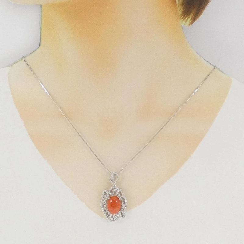 K18WG Mặt dây chuyền san hô - Hàng hiệu Authentic 857723