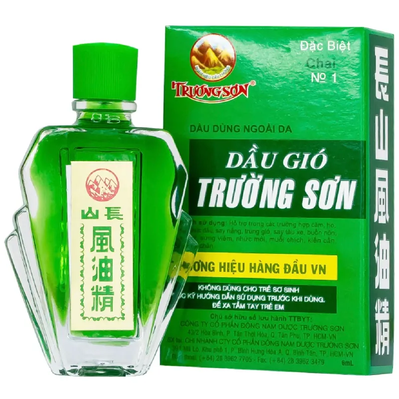 Dầu gió Trường Sơn 6ml giúp giảm cảm cúm, nghẹt mũi, chóng mặt, đau đầu 929829