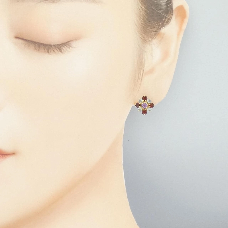 K18YG Đá màu Bông tai - Hàng hiệu Chính hãng 868702