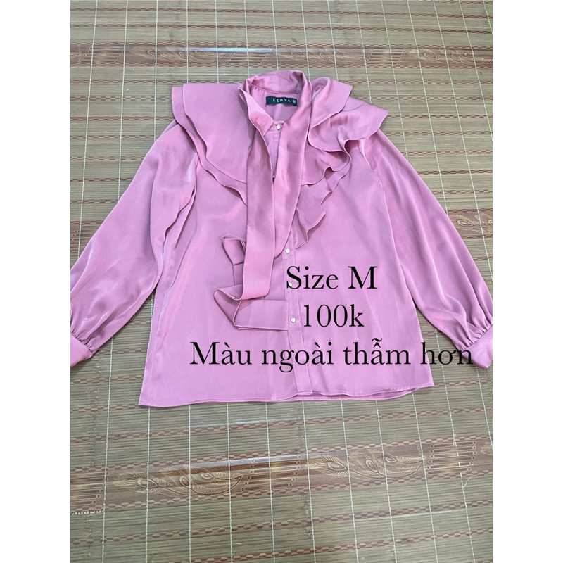 Sơ mi lụa màu hồng đỗ gần như mới 453082