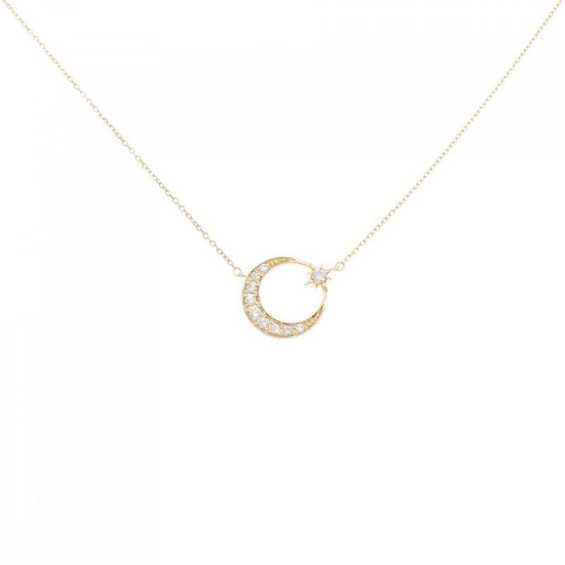 K18YG Mặt trăng Kim cương Dây chuyền 0.11CT - Hàng hiệu Chính hãng 856163