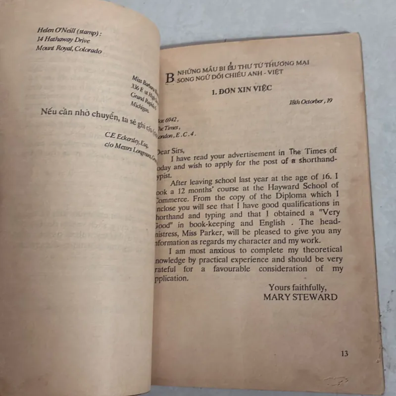 Mẫu biểu thư từ thương mại Anh - Việt 1009210