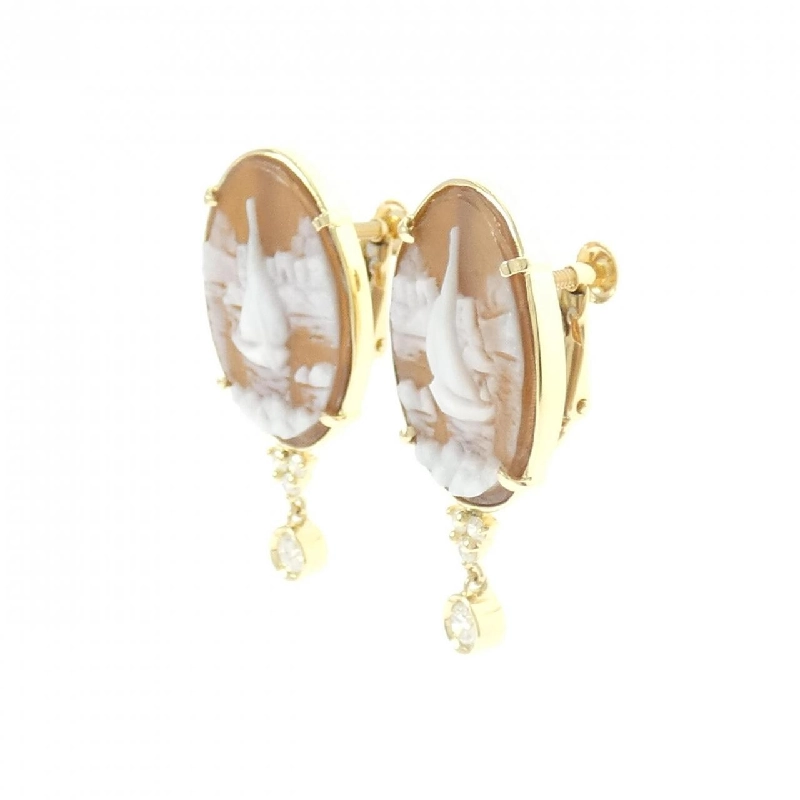 K18YG Shell Cameo Bông Tai - Hàng hiệu Chính hãng 878262