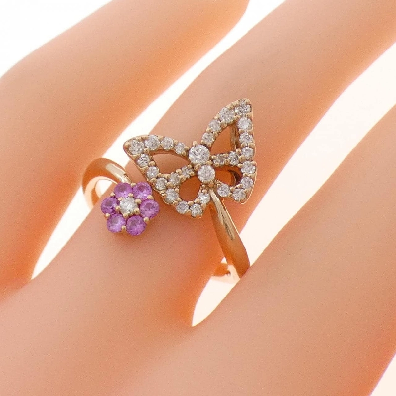Nhẫn Sapphire K18PG Hoa × Bướm 0.18CT - Hàng hiệu Chính hãng 849888