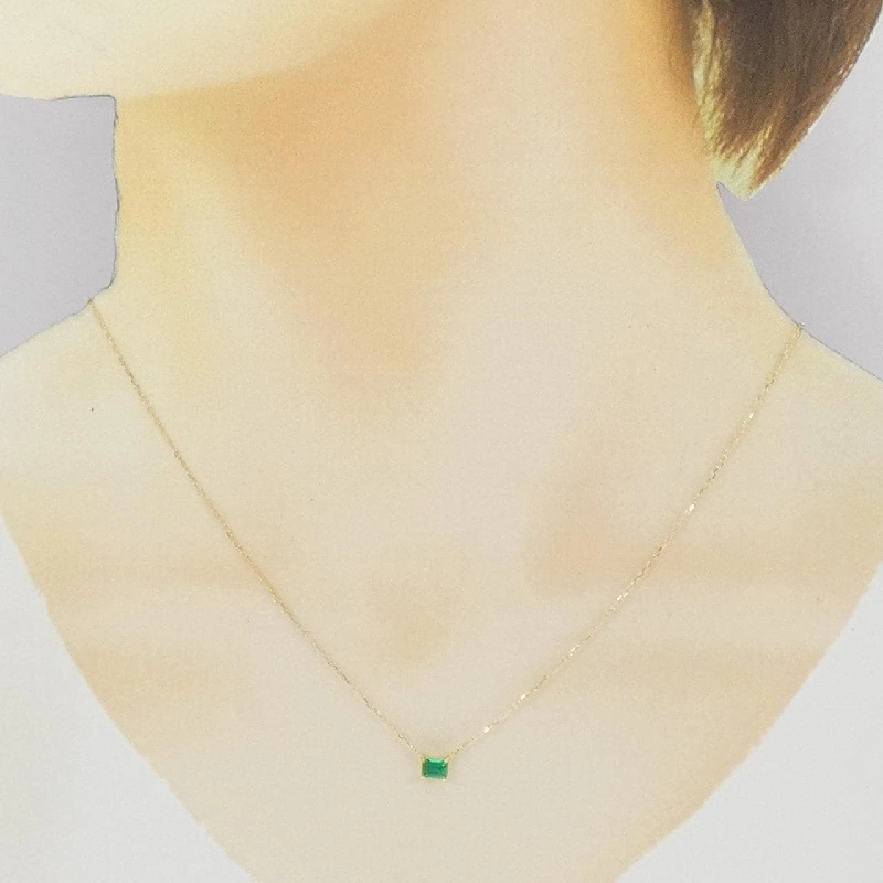 K18YG Emerald Necklace 0.21CT - Hàng hiệu Authentic 857338