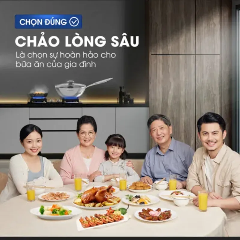 Chảo inox 304 lòng sâu Kalite KWP2501 chống dính chống xước 577456