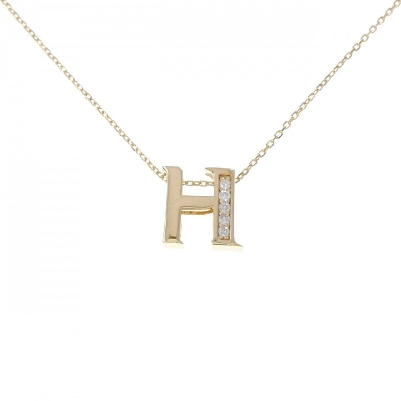 K18YG Chữ cái H Dây chuyền Kim cương 0.05CT - Hàng hiệu Chính hãng 856772