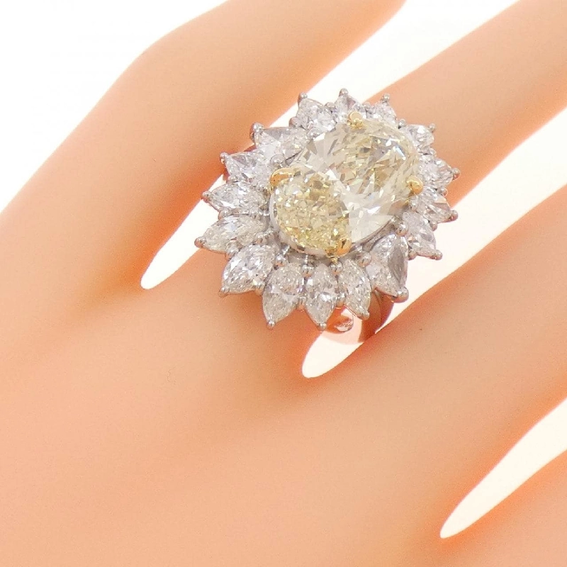 Nhẫn kim cương PT900/K18YG 5.016CT LY SI1 cắt oval - Hàng hiệu Authentic 873644