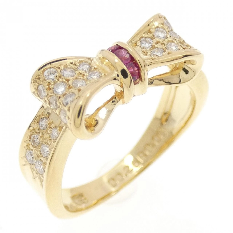 Nhẫn ruby K18YG hình ruy băng 0.06CT 669123