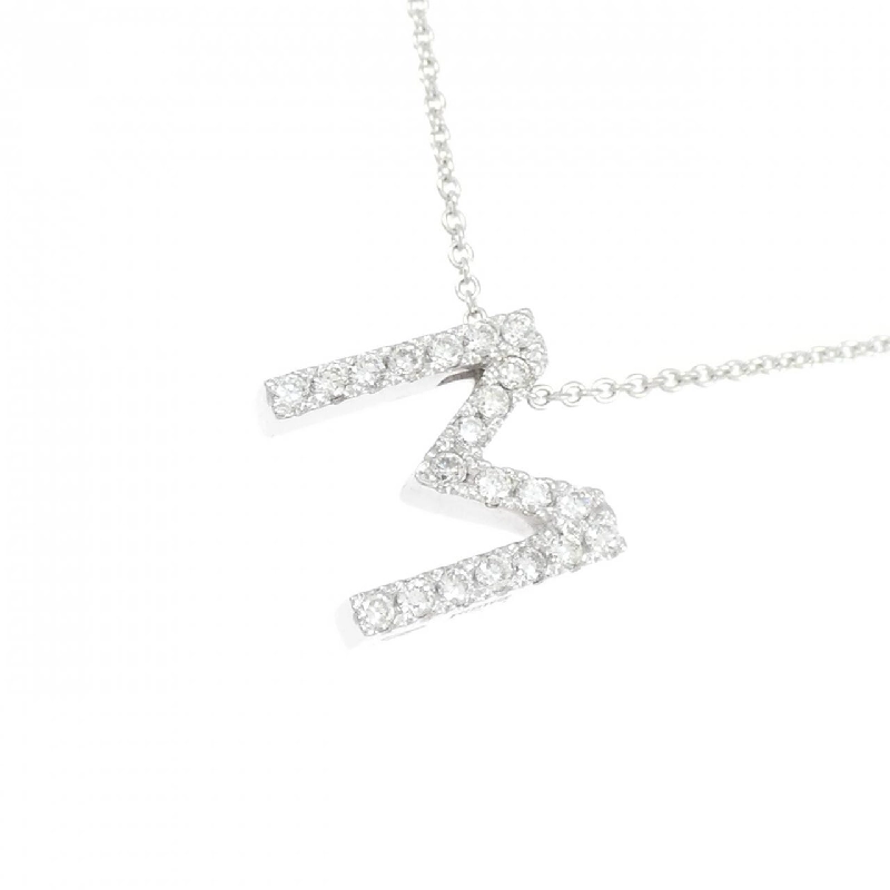 K18WG Chữ cái M Dây chuyền Kim cương 0.21CT - Hàng hiệu Chính hãng 863820