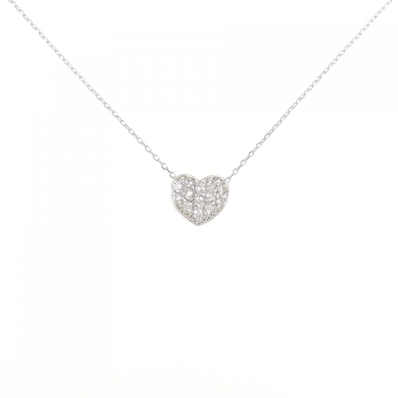 K18WG Pave Heart Diamond Necklace 0.10CT - Hàng hiệu Authentic 856664