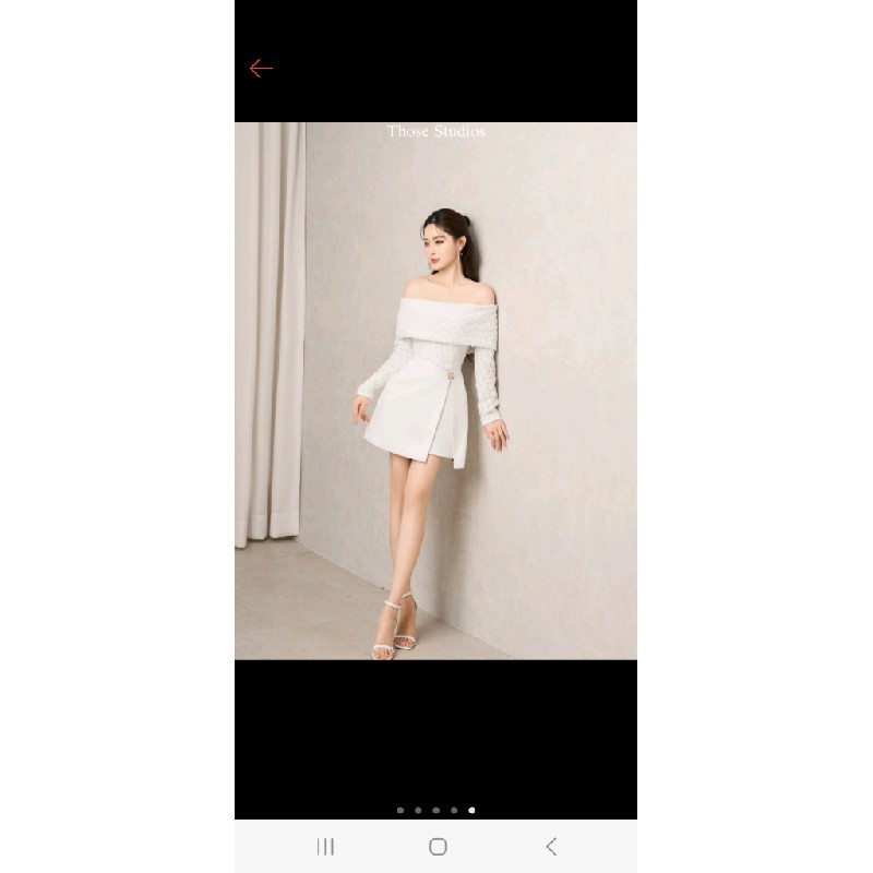 Đầm trắng trễ vai tay dài Those Studio nữ tính, thanh lịch Lace Dress 67886