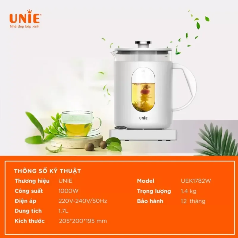 Ấm siêu tốc cao cấp 6 chức năng UNIE UEK1782W – Hẹn giờ, tùy chỉnh nhiệt độ nước 792316