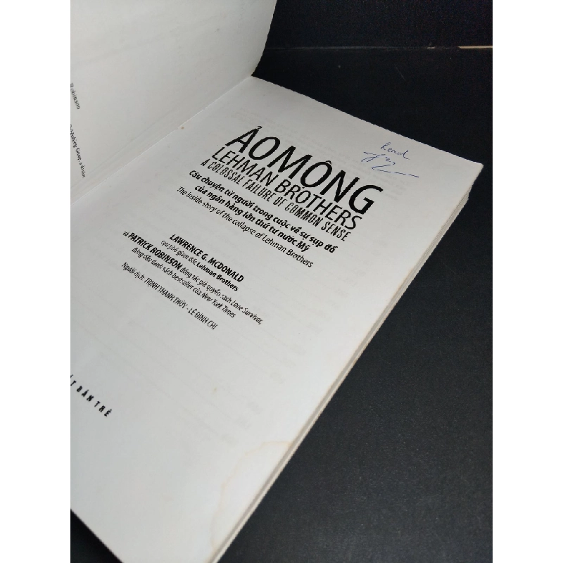 Ảo mộng Lehman Brothers mới 80% bẩn bìa, ố nhẹ, có highlight 2009 HCM2101 Lawrence G.McDonald - Patrick Robinson KINH TẾ - TÀI CHÍNH - CHỨNG KHOÁN 380324