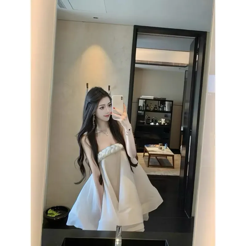 Đầm ống baby doll thắt bính Cúp Ngực Dự Tiệc Đi Chơi Tiểu Thư Sang Chảnh 1033104