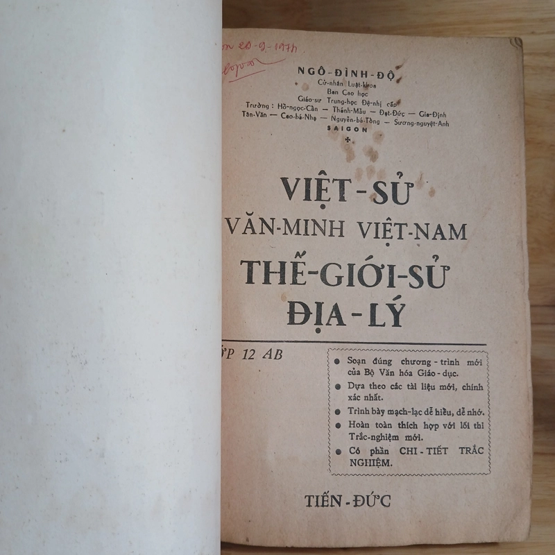 Sử Địa Lớp 12 Ban AB (Xb 1974) - Ngô Đình Độ 551393