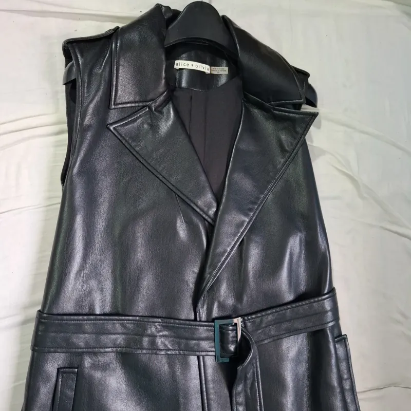 Chân váy da nappa cao cấp,  dài và xẻ bên hông, size L 750528