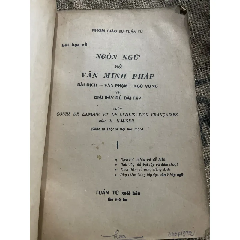 Cours de Langue et de Civilisation Françaáies- Ngôn ngữ và văn minh Pháp 1-  G. Mauger 1005978