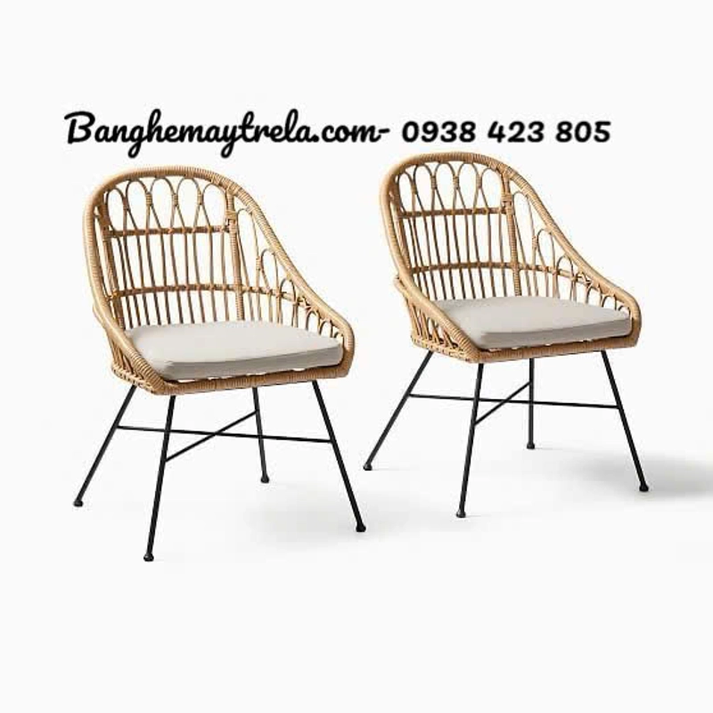 Ghế chân sắt cafe đan mây tự nhiên 517897