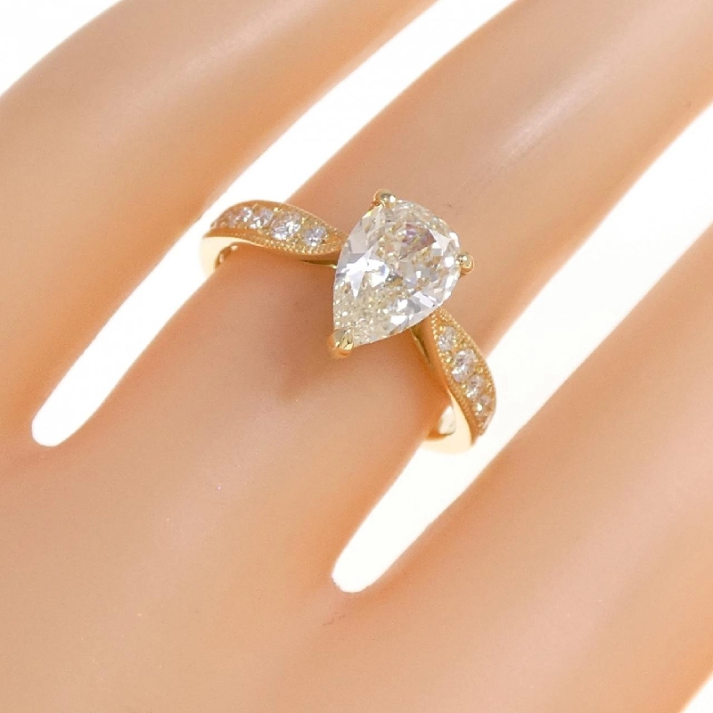 Nhẫn kim cương K18YG 1.061CT M VS2 hình giọt nước - Hàng hiệu Chính hãng 873765