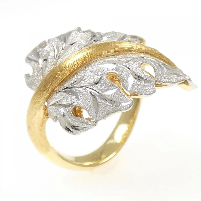 Nhẫn kim cương lá K18YG/PT900 0.06CT 667585