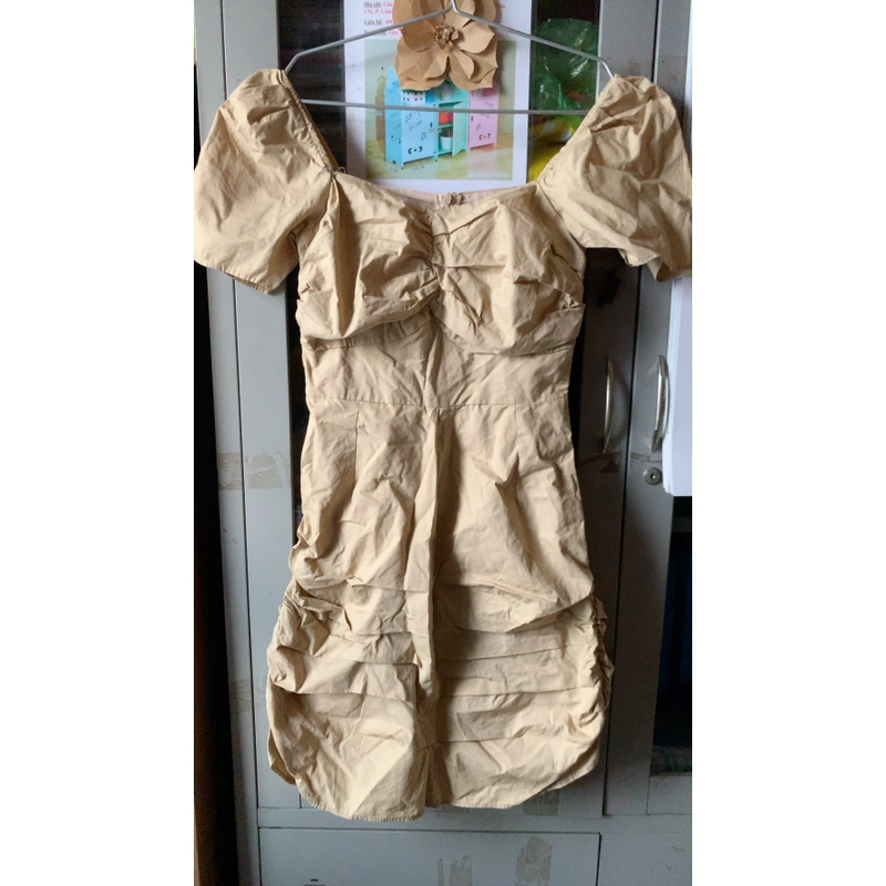 Đầm kaki nhún ngực vai trễ 478405