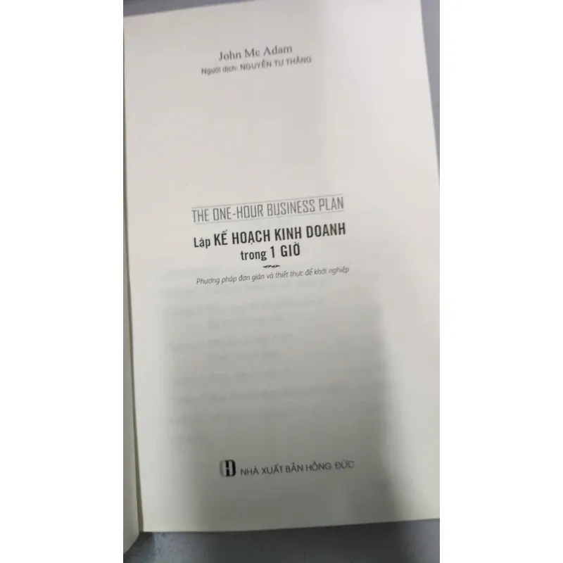 Lập Kế Hoạch Kinh Doanh Trong 1 Giờ – John McAdam 1022692