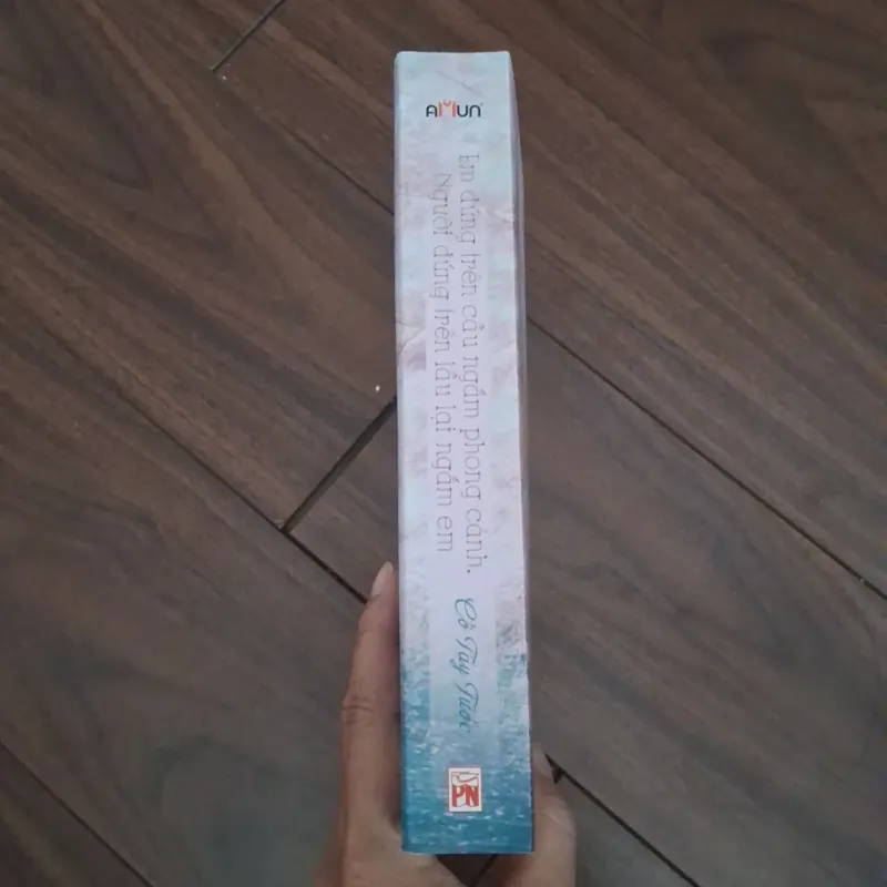 Em đứng trên cầu ngắm phong cảnh, người đứng trên lầu ngắn lại en 706300