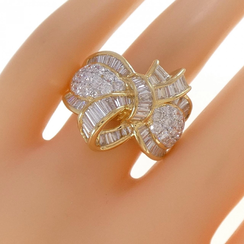 Nhẫn kim cương ruy băng K18YG/K18WG 2.96CT - Hàng hiệu Authentic 848994