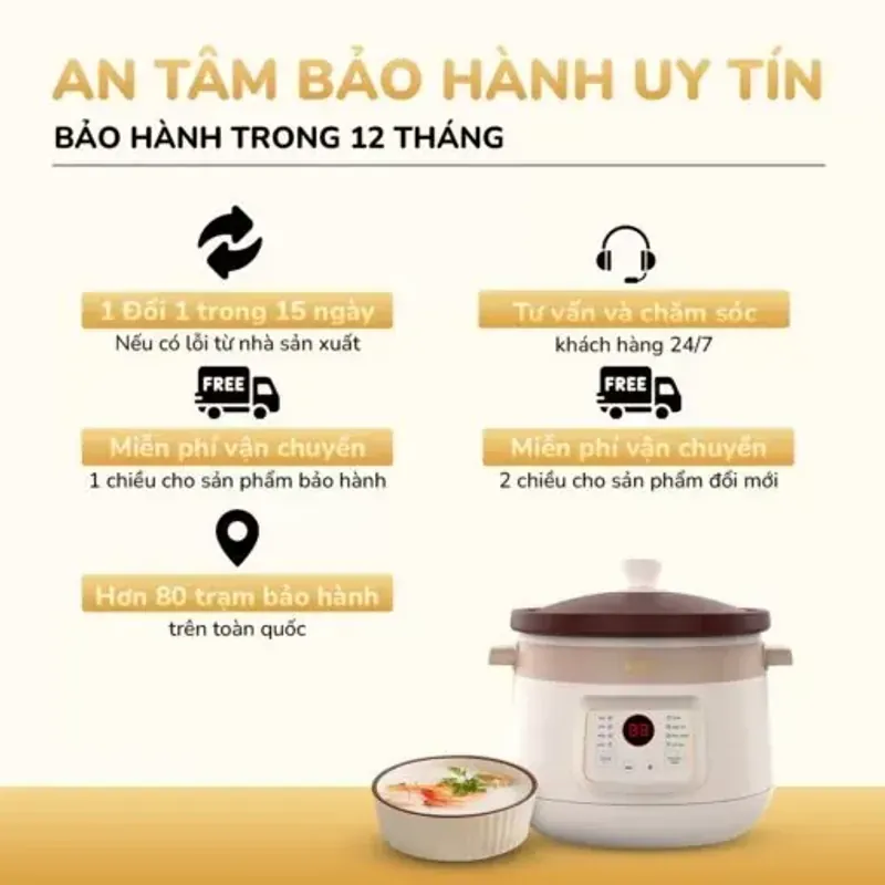 Nồi kho hầm đa năng UNIE USC308 3L lòng gốm tử sa, 8 chức năng, nấu chậm thông minh 578149