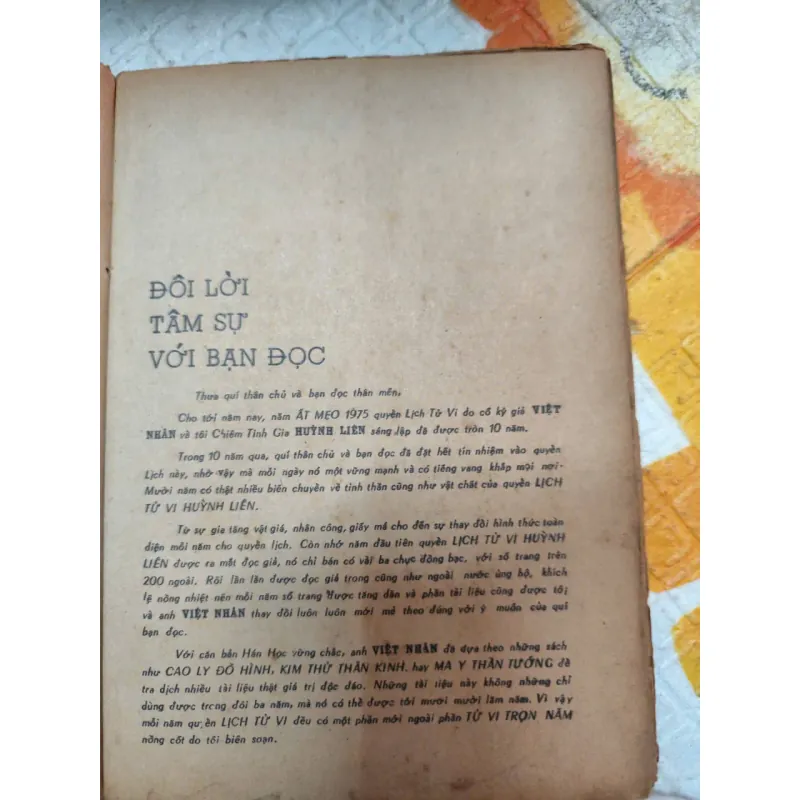 📕 LỊCH TỬ VI ẤT MÃO 1975 – HUỲNH LIÊN (SÁCH XƯA – GIÁ TRỊ SƯU TẦM) - K4 1017951