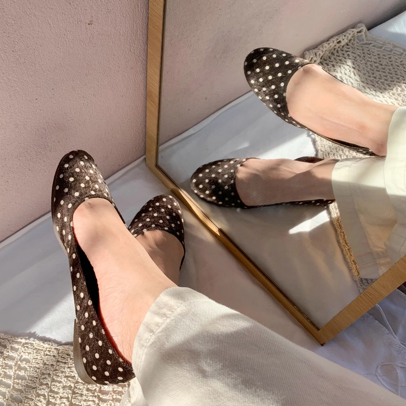 [Like new] Giày bệt nữ O•G•A made in Japan - size 37.5-38 - Chấm bi hot trend 500267