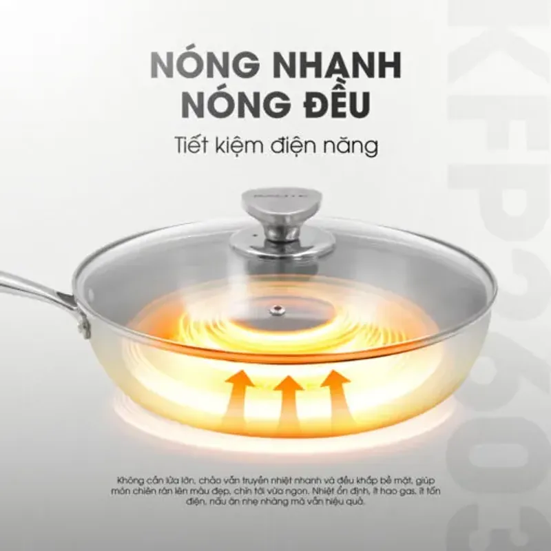 Chảo rán inox liền khối cao cấp KALITE KFP2603 – Hiệu suất bắt từ 98%, size 26cm tiện lợi 572307