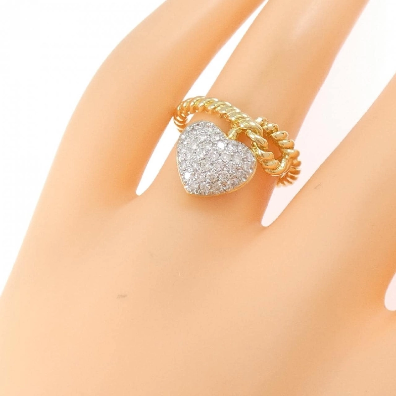Nhẫn kim cương pavé hình trái tim K18YG/PT 0.35CT 667383