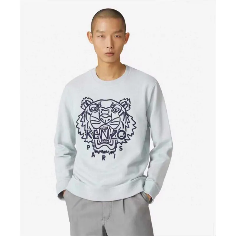 Áo sweater Kenzo Paris nam thêu đầu hổ size XL màu xanh da trời 760787
