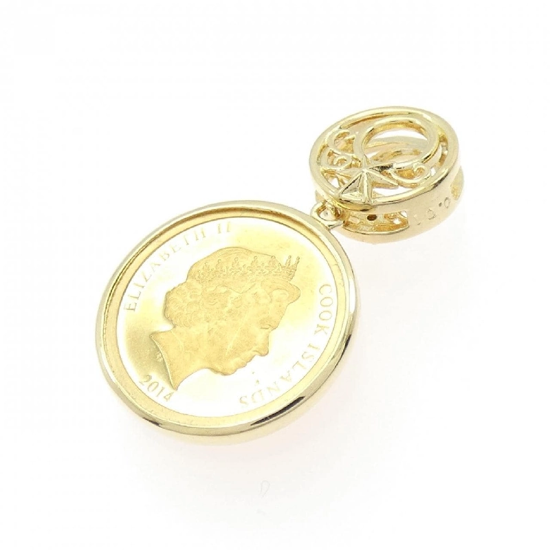 K18YG(枠) Dây chuyền đồng xu kim cương 0.01CT - Hàng hiệu Authentic 863705