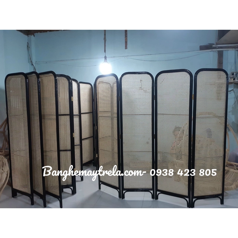 Bình phong mây khung đen kết hợp lưới 499684