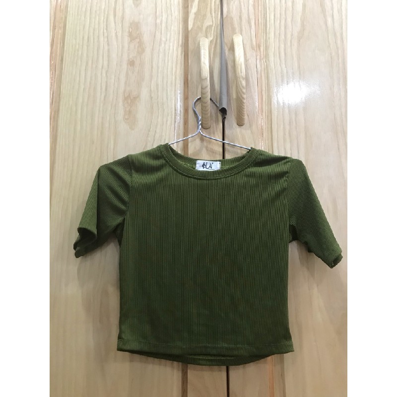 Áo croptop nữ màu rêu 17173