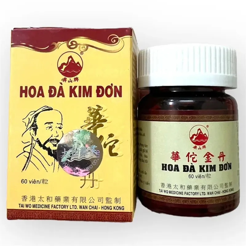 Viên uống Hoa đà kim đơn hỗ trợ đau nhức xương khớp - Hộp 60 viên - Xuất xứ Hồng Kong 800874