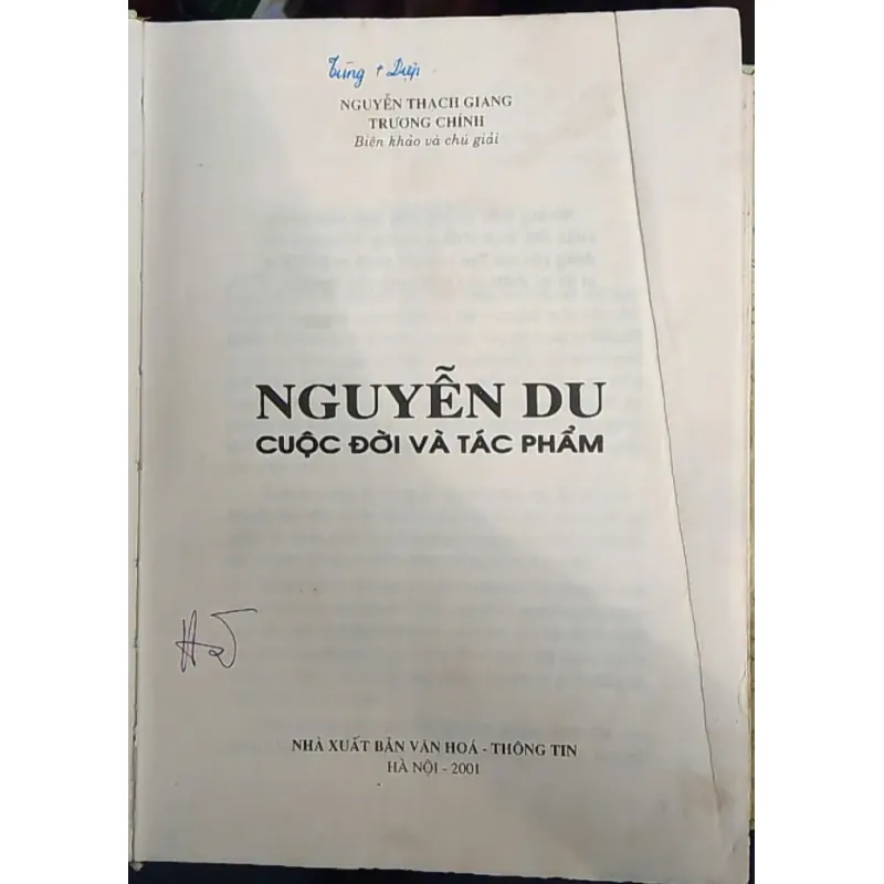 NGUYỄN DU CUỘC ĐỜI & TÁC PHẨM - NGUYỄN THẠCH GIANG, TRƯƠNG CHÍNH 762453