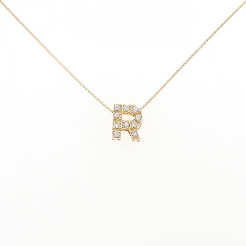 K18YG Chữ cái R Dây chuyền kim cương 0.13CT - Hàng hiệu Chính hãng 858672